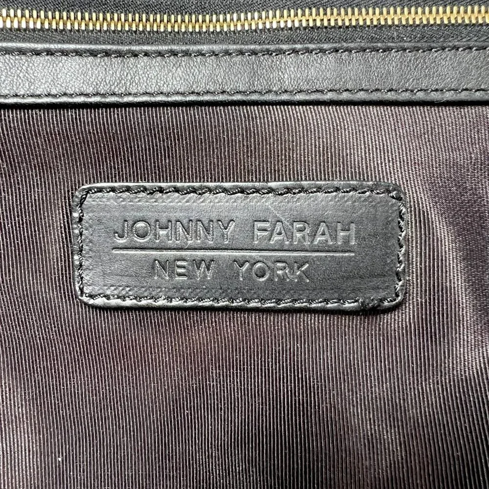 JOHNNY FARAH Black Leather/Nylon Backpack with Gold metal‎ Hardware